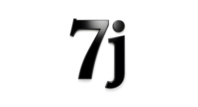 Glossy 7j Letters Isolated on White Background