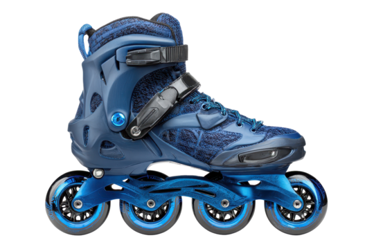 Inline skate with a blue design suitable for beginners and casual skating activities