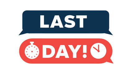 Urgent last day sale countdown label icon for promotion and marketing design
