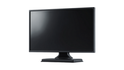 Black computer monitor isolated on transparent background for office and home use isolated on transparent background