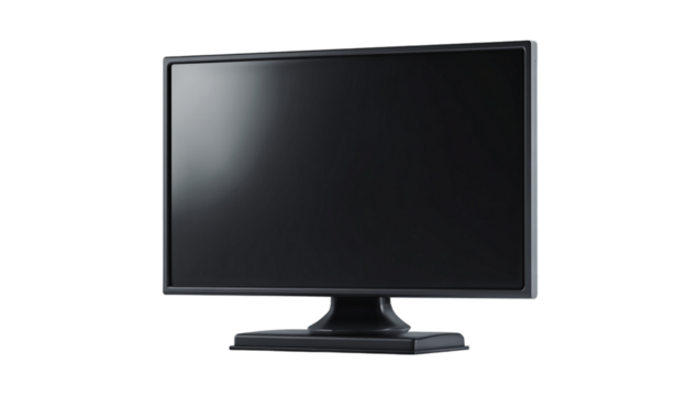 Black computer monitor isolated on transparent background for office and home use isolated on transparent background