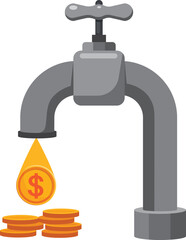 Dollar Coin Cash Financial management Business Growth Money Concept Art Vector Illustration
