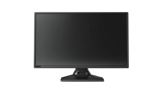 Modern black computer monitor isolated on a transparent background