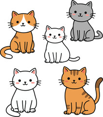 Obraz premium A fun collection of cute baby animals, funny kitten, cat funny, kitten group, cat, group of cat