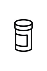 Simple outline icon of a medicine bottle with label