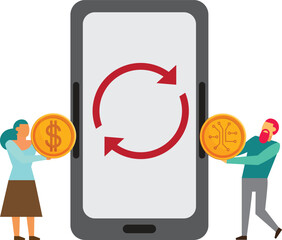 Dollar Coin Cash Financial management Business Growth Money Concept Art Vector Illustration
