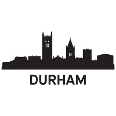 Durham skyline silhouette. Black Durham city. Vector black silhouette. with white background.