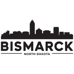 Naklejka premium Bismarck skyline horizontal banner. Bismarck, North Dakota. Vector template for your design. Vector black silhouette. with white background.