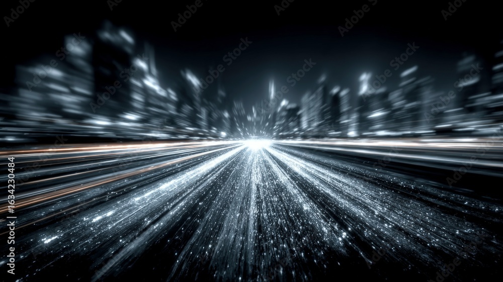 Poster motion blur shot of data streams on a futuristic highway