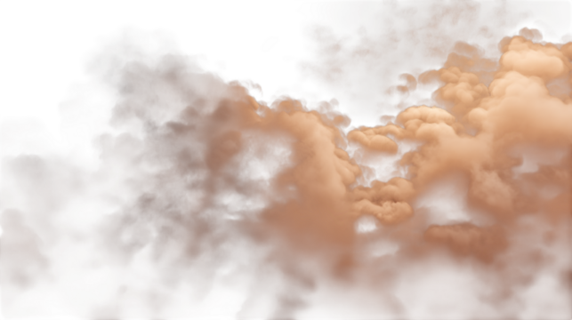 abstract peach orange fluffy cloud mist fog smoke isolated on white background - Powered by Adobe