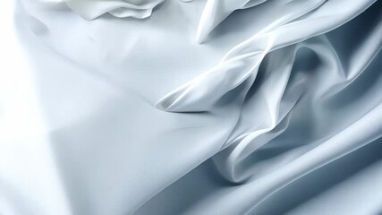 Elegant white silk fabric flows and shimmers, creating a luxurious and sensual visual experience