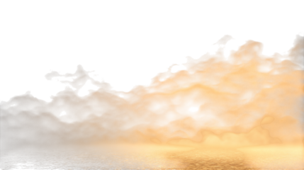 abstract golden orange fluffy cloud mist fog smoke  isolated on white background