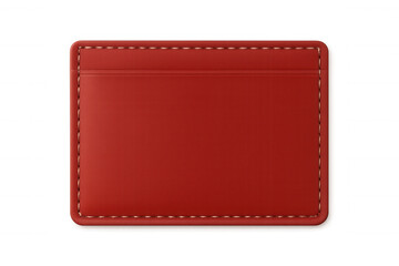 Red leather pocket featuring precise white stitching, elegantly displayed against transparent backdrop for refined design presentation