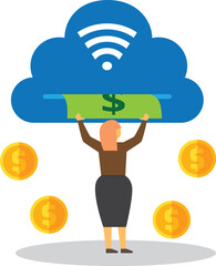 Dollar Coin Cash Financial management Business Growth Money Concept Art Vector Illustration
