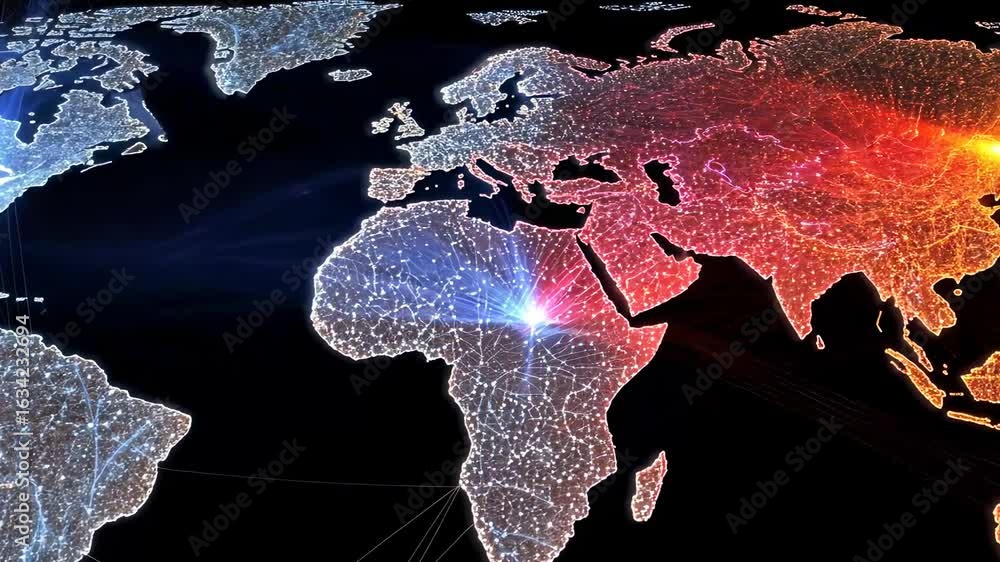 Poster global connectivity with vibrant data flow map