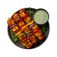 Delicious Paneer Tikka Skewers with Mint-Cilantro Chutney