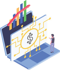 Dollar Coin Cash Financial management Business Growth Money Concept Art Vector Illustration
