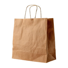 Plain brown paper bag used for shopping at a local market during a sunny afternoon in a bustling urban neighborhood