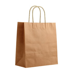 Brown paper shopping bag displayed against a plain background, showcasing its simple and eco-friendly design for various uses