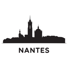 Fototapeta premium Nantes skyline silhouette. Black Nantes city. Vector black silhouette. with white background.