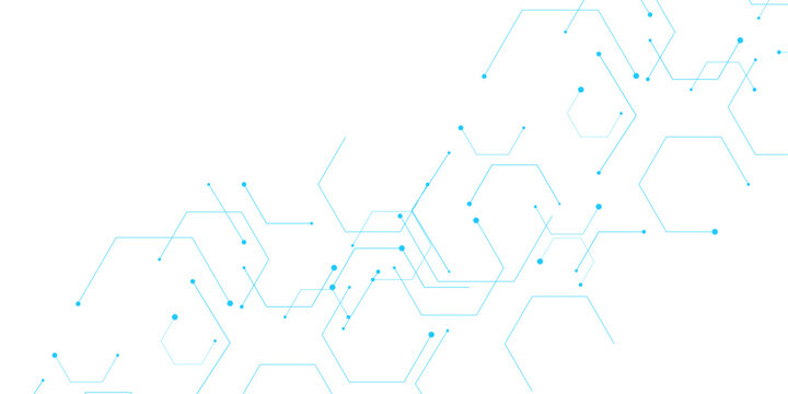 Molecular structure abstract tech background. Geometric blue background. Vector banner design with hexagons. Science network pattern, connecting lines and dots Medical background, Vector illustration.