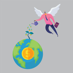 Dollar Coin Cash Financial management Business Growth Money Concept Art Vector Illustration
