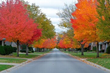 Obraz premium European street in golden hour with soft shadows