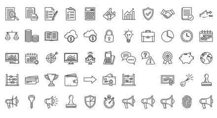 Fototapeta premium A collection of business icons, ideal for illustrating various business concepts. 