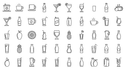 Array of drink icons set.