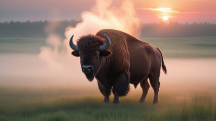Wild American Bison in the Field