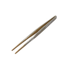 A pair of wooden chopsticks elegantly arranged on a white background, perfect for Asian cuisine and dining settings.