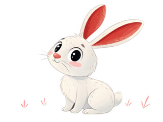 Obraz premium Cute White Rabbit Illustration: Springtime Bunny