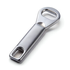 Silver metal bottle opener, isolated on white background