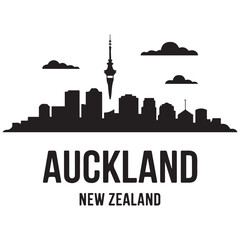Obraz premium Auckland skyline horizontal banner. Auckland, New Zealand. Vector template for your design. Vector black silhouette. with white background.