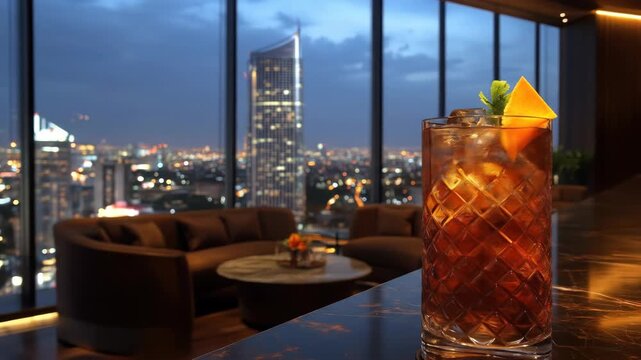 Nightcap with city view