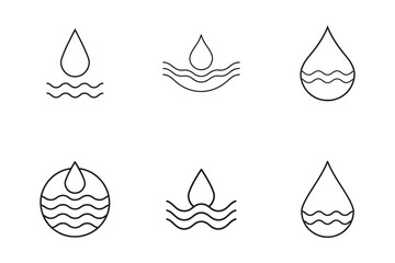 Water Drop Icon Set Minimalist Design for Environmentally Friendly Initiatives and Clean Water Resources Awareness Campaigns Suitable for Web and Print Media