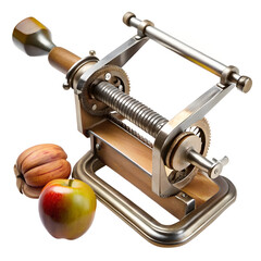 Apple peeler corer slicer with apple and pumpkin isolated on white background