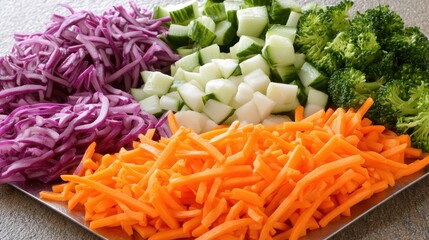 Fresh Colorful Vegetables on Plate for Healthy Eating and Cooking