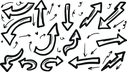 Hand-Drawn Arrow Set – Direction, Arrow, Icon, Guide, Navigation, Vector, Sketch, Doodle, Hand Drawn, Symbol, Marker, Outline, Graphic, Minimal, Isolated, Pointer, Elements, Graphic