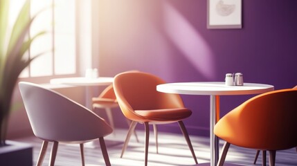 Fototapeta premium Modern Stylish Interior with Bright Chairs and Natural Light