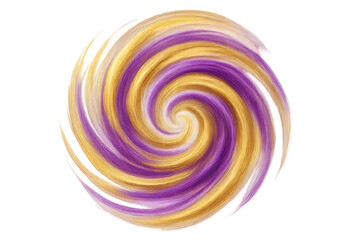 Purple and gold hair strands swirling together, forming a dynamic vortex against a transparent background