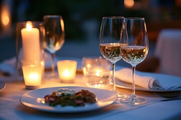 Romantic dining table by candlelight