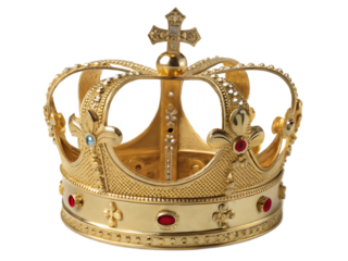 Ornate Golden Crown with Jewels on Black Background Represents Royalty and Power for Historical or Fantasy Concepts