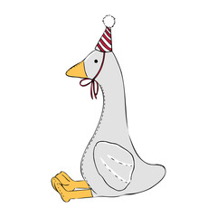 Illustration of a childrens soft toy Goose. Vector illustration