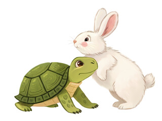 Obraz premium Illustration: Turtle and Rabbit