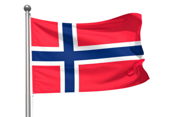 Bouvet Island Flag on Windy Flagpole, Isolated on Transparent Background