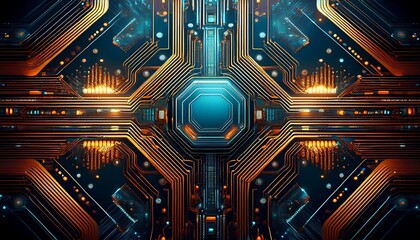 telectronic circuit board with intricate patterns of lines chips and connections representing modern technology and digital hardware in a tech inspired design