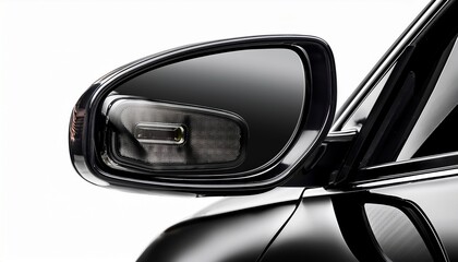 black car side mirror with indicator light isolated on transparency background sleek modern design with reflective glass and smooth glossy finish