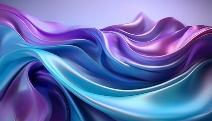 Obraz premium abstract 3d background waves of colorful satin fabric with gradient overflows in blue and purple color generative ai