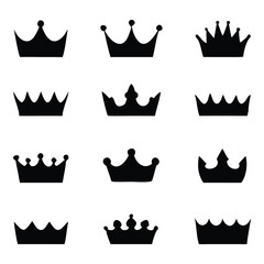 Crown Silhouettes Vector Set Royal Icon Design Collection